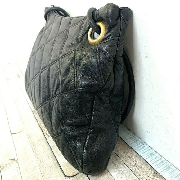 BERNARD NERSON PARIS BLACK STITCH GENUINE LEATHER MEDIUM SHOULDER BAG HANDBAG - Picture 5 of 11